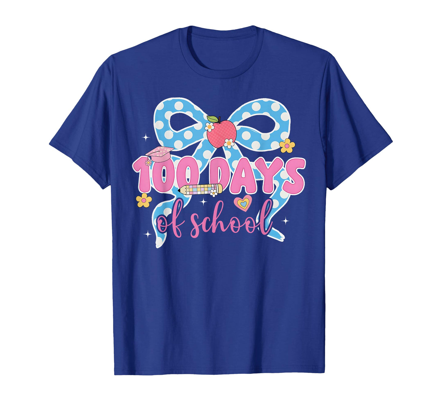 100th Day of School 100 Days Teacher Coquette Bow Girl Women T-Shirt