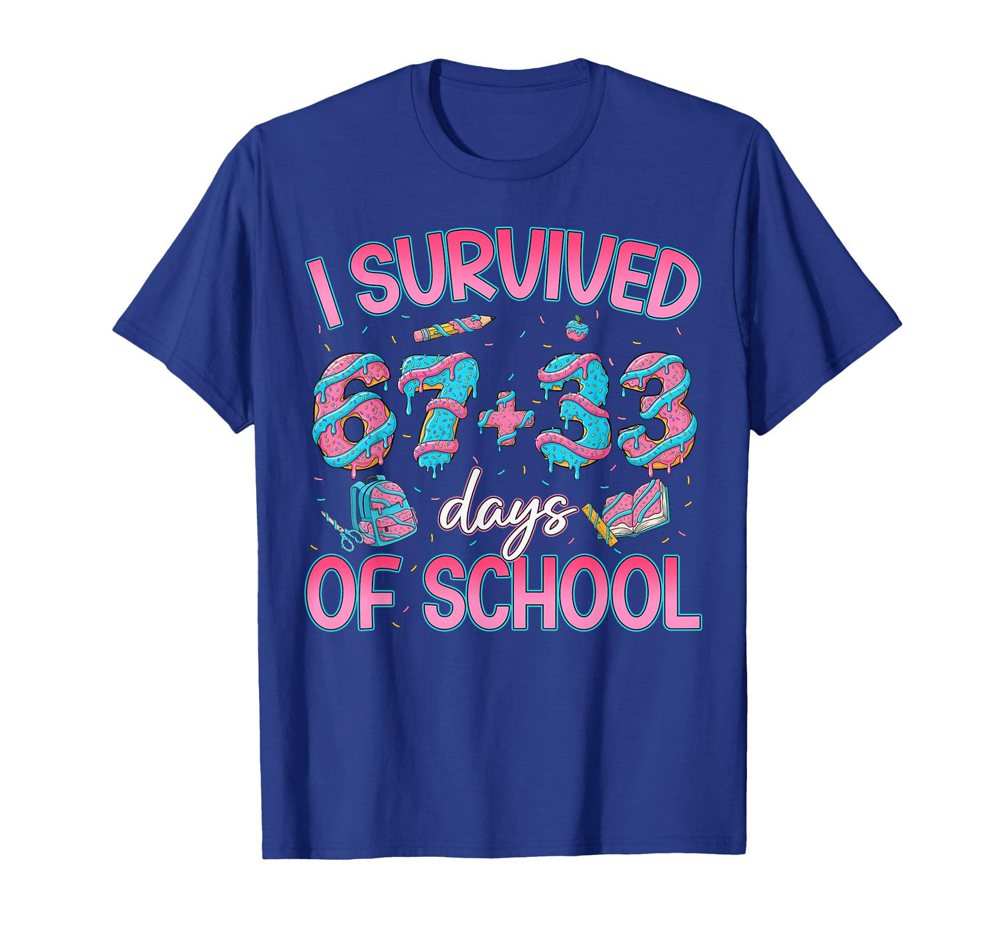 I Survived 67 + 33 Days of School Ice Cream Drip Girl Boy T-Shirt