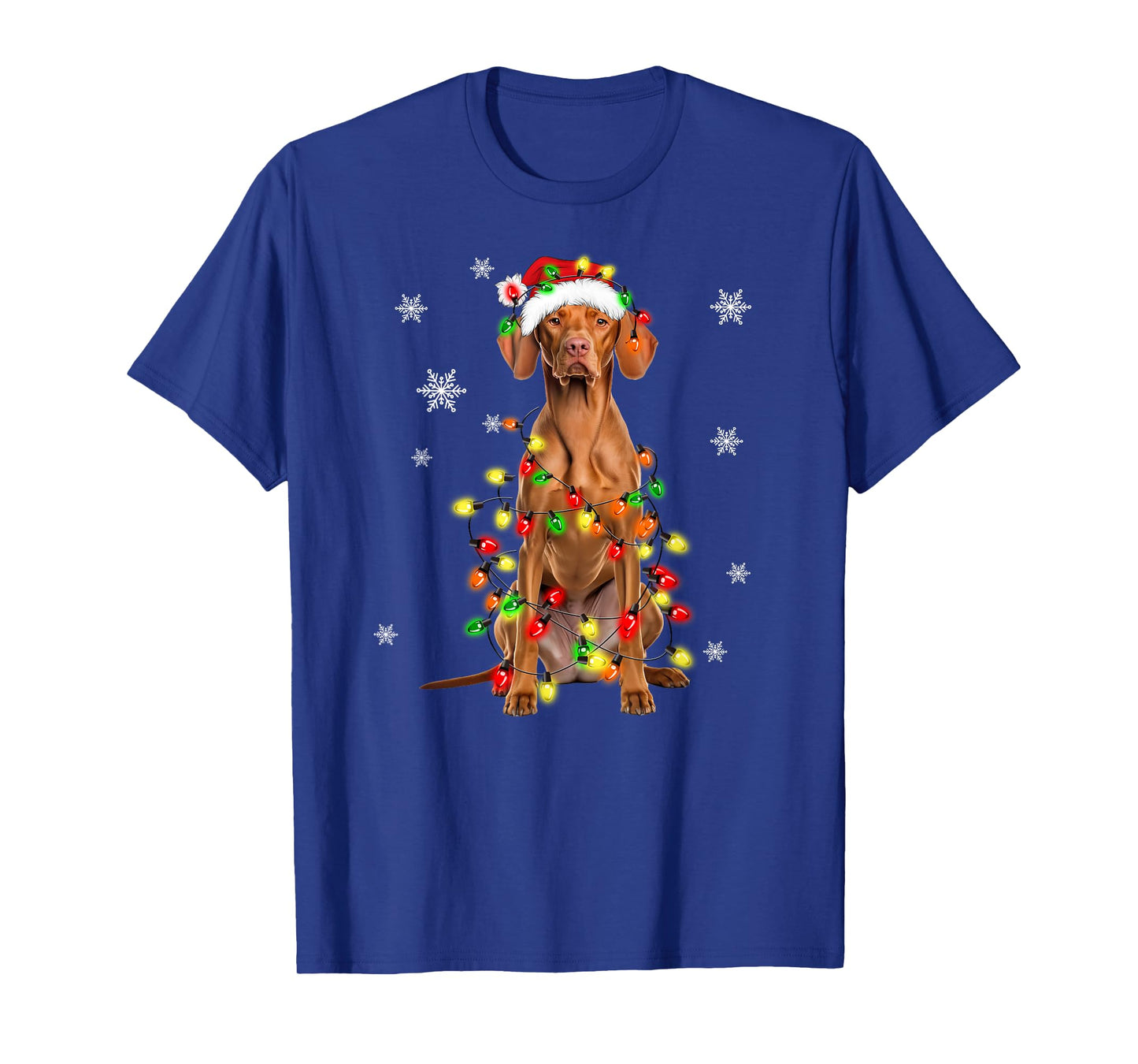 Vizsla Dog Christmas Tree Lights Xmas Pajama T-Shirt