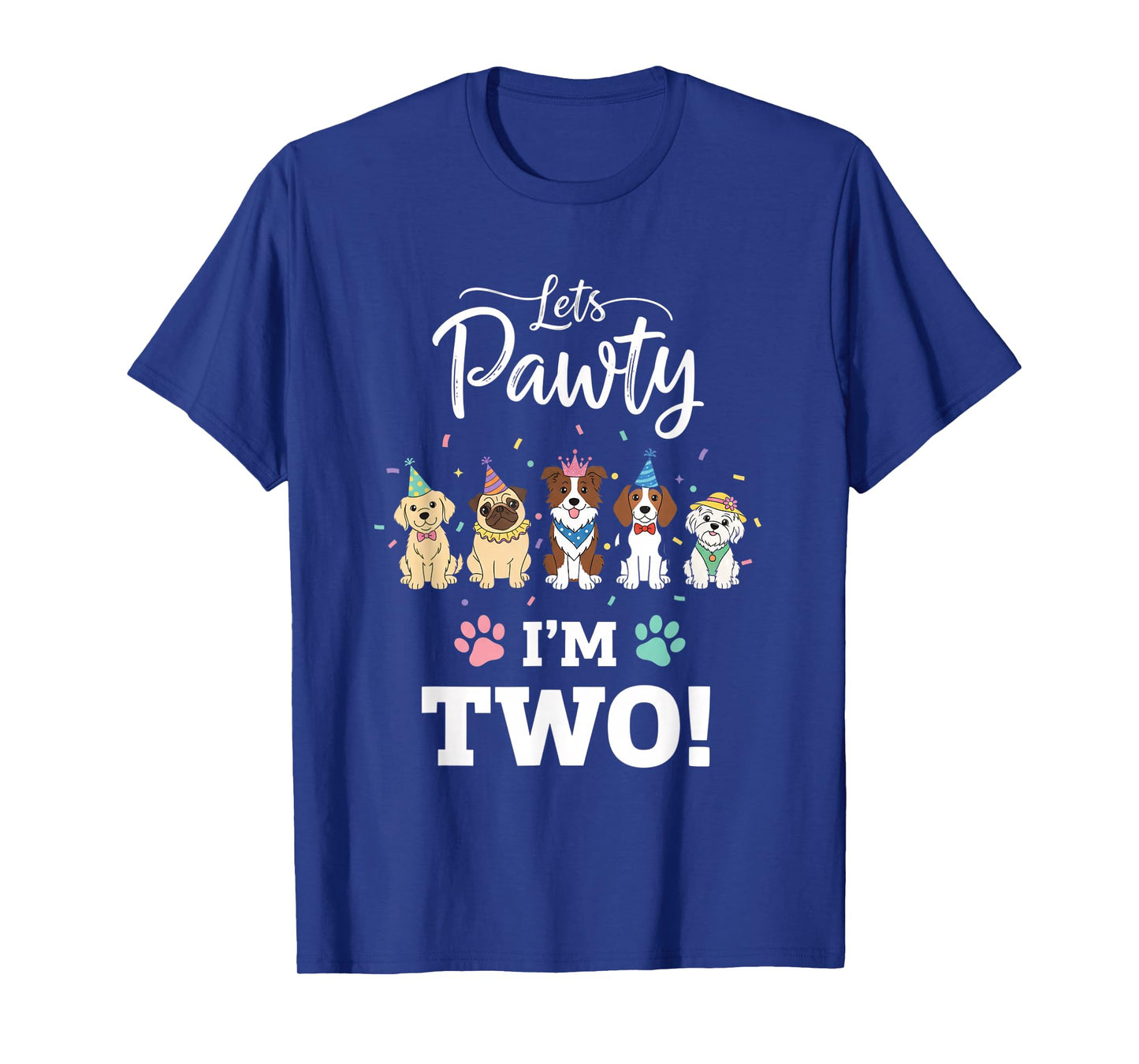 Dog Lets Pawty I'm Two! Puppy Birthday Party Design T-Shirt