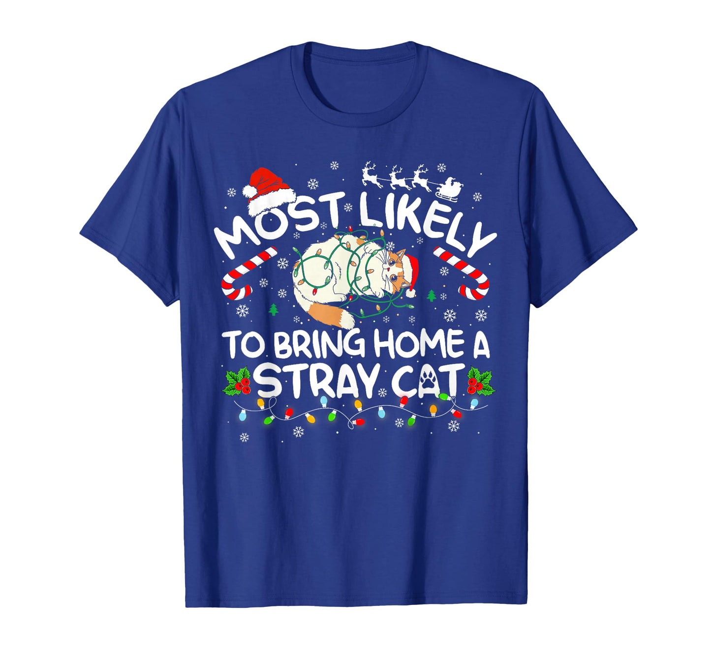 Most Likely to Bring Home A Stray Cat Matching Christmas T-Shirt