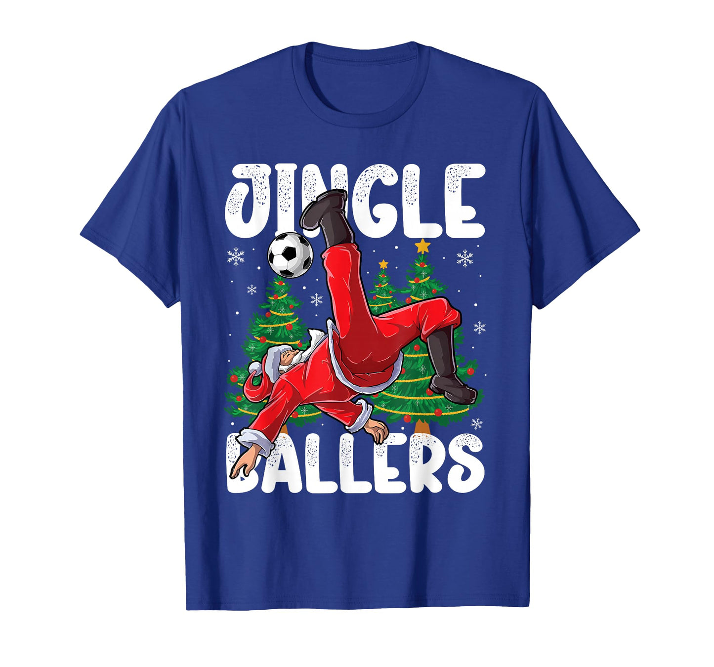 Jingle Ballers Santa Football Christmas Soccer Plaid T-Shirt