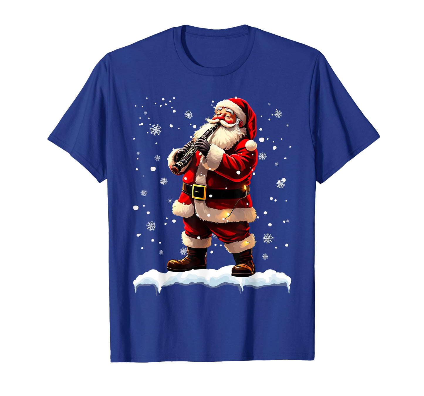 Santa Claus Playing Clarinet Christmas Xmas Music T-Shirt