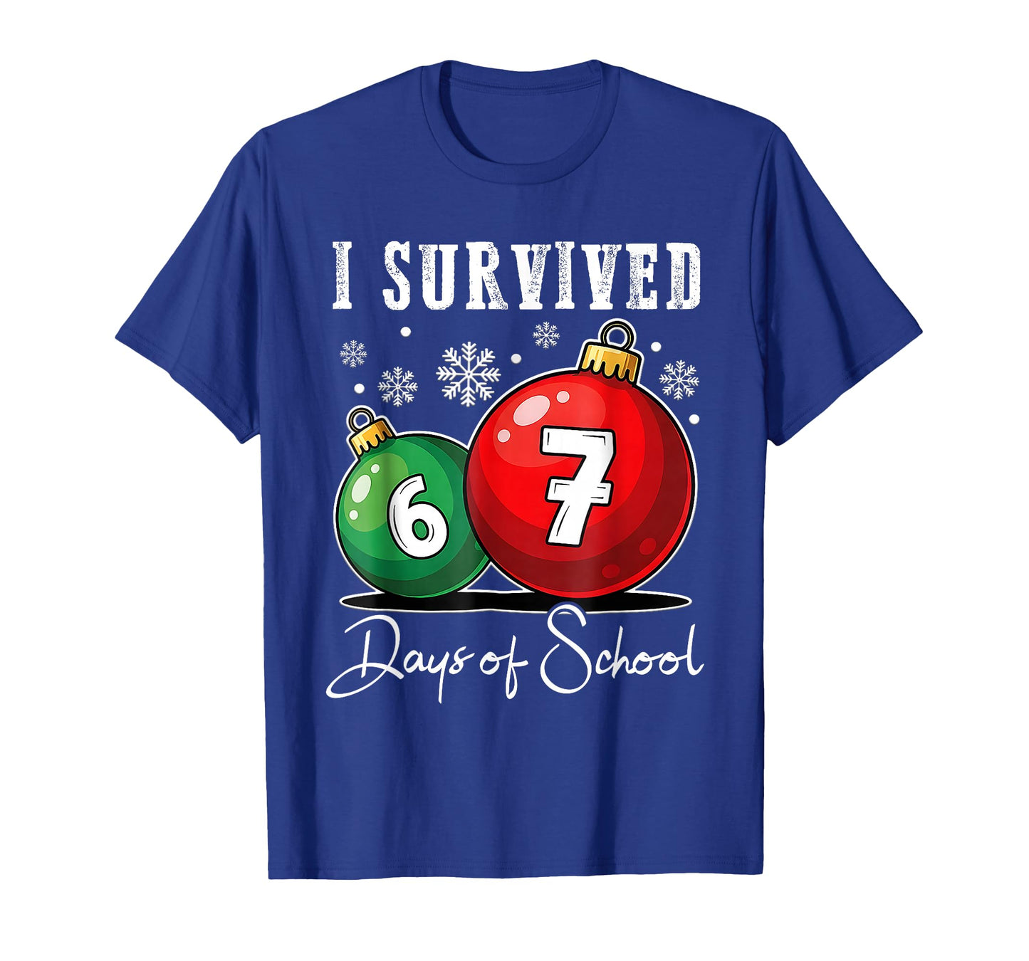 I Survived 67 Days of School Christmas Candy Cane Six Seven T-Shirt