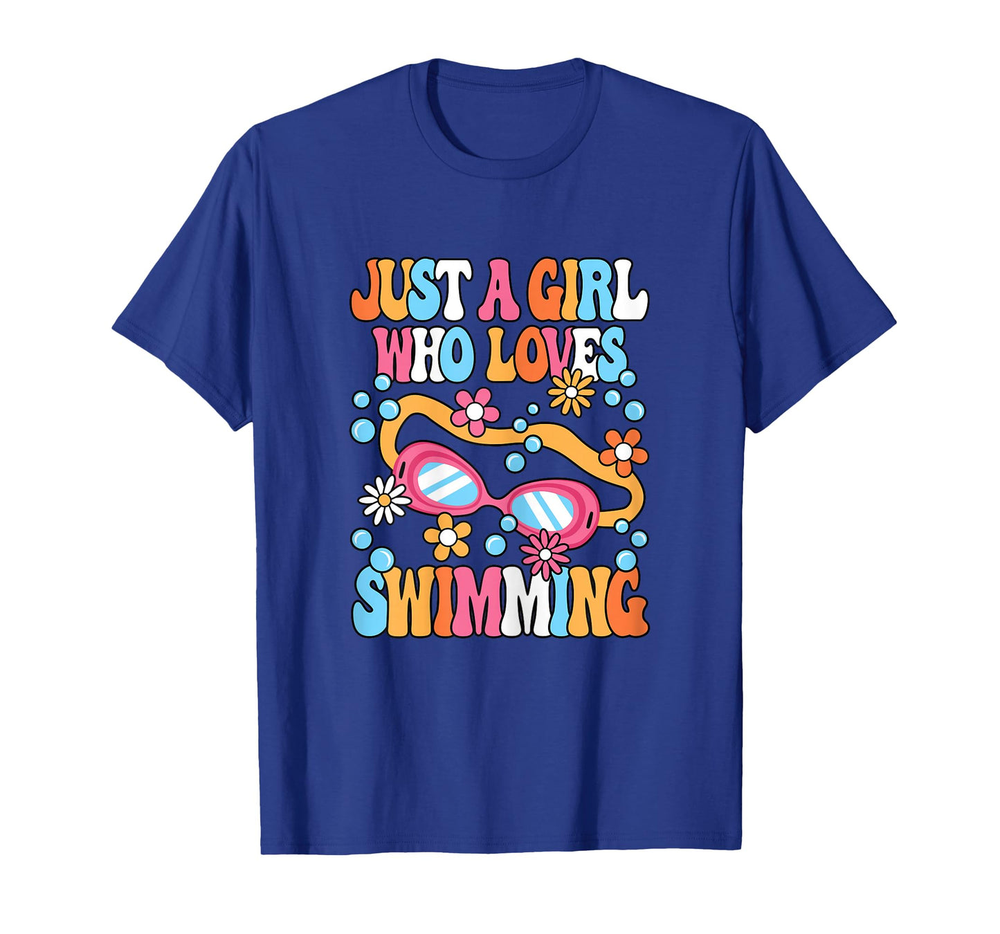 Just A Girl Who Loves Swimming Groovy Cute Swimmer Swim Kids T-Shirt