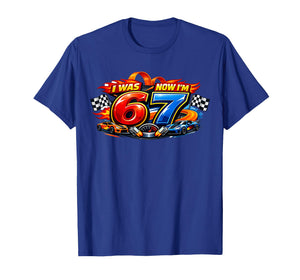 I was 6 Now I'm 7 Six Seven Car Racer 67 Meme Birthday Party T-Shirt