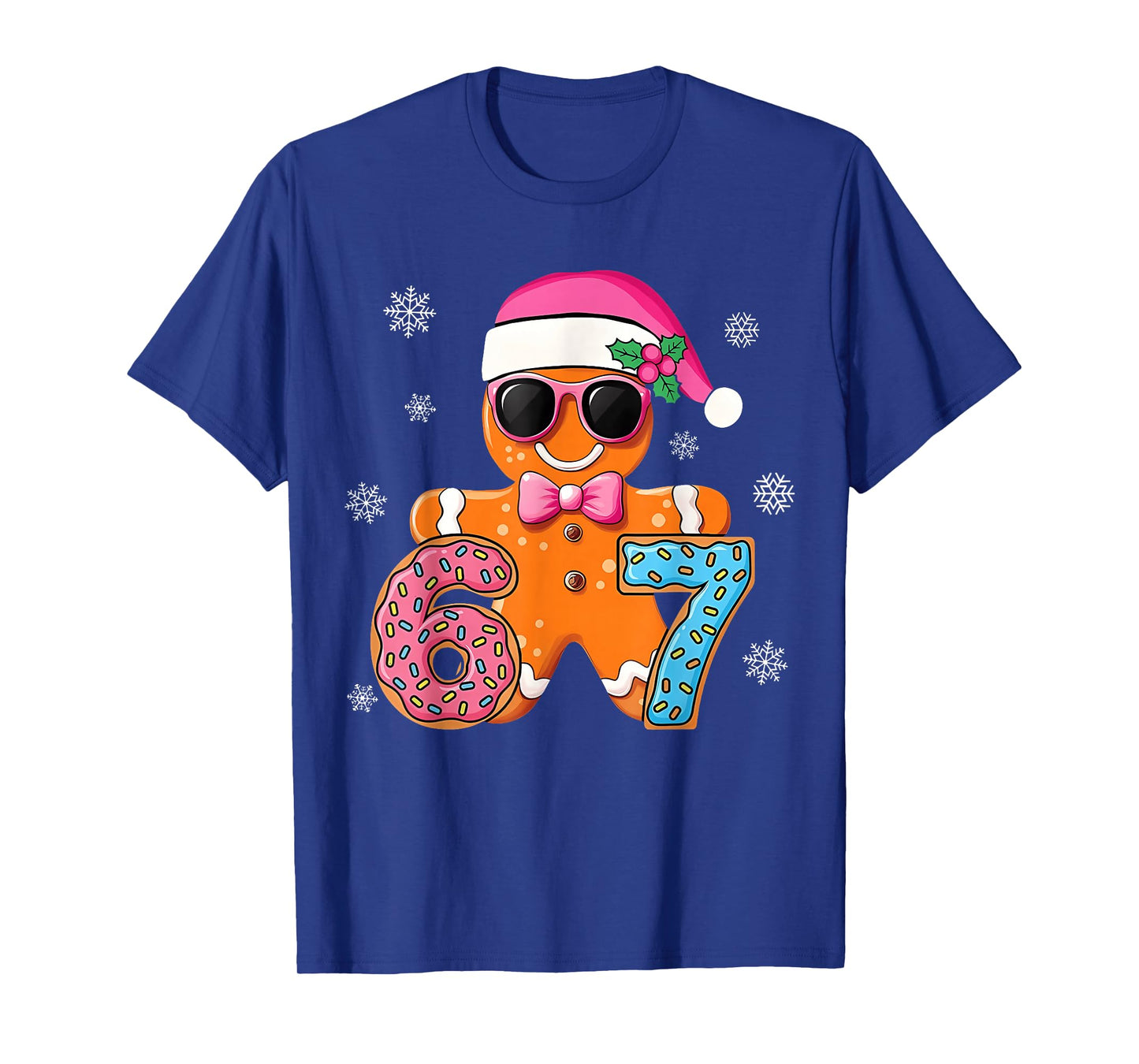 Gingerbread Six Seven 67 Meme 6 7 Funny Christmas Boys Kids T-Shirt