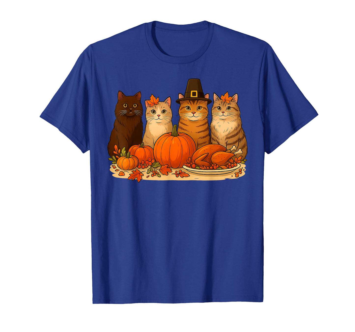 Thanksgiving Cats Dinner Pumpkin Autumn Gifts Men Women Kid T-Shirt