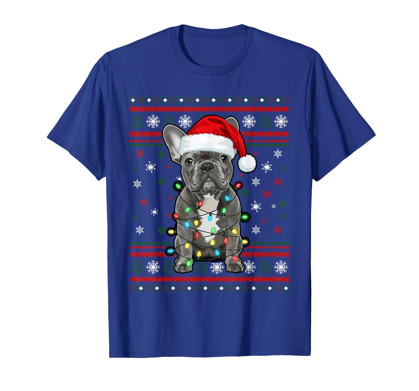 Dog Christmas, French Bulldog Christmas Lights Ugly Sweater T-Shirt