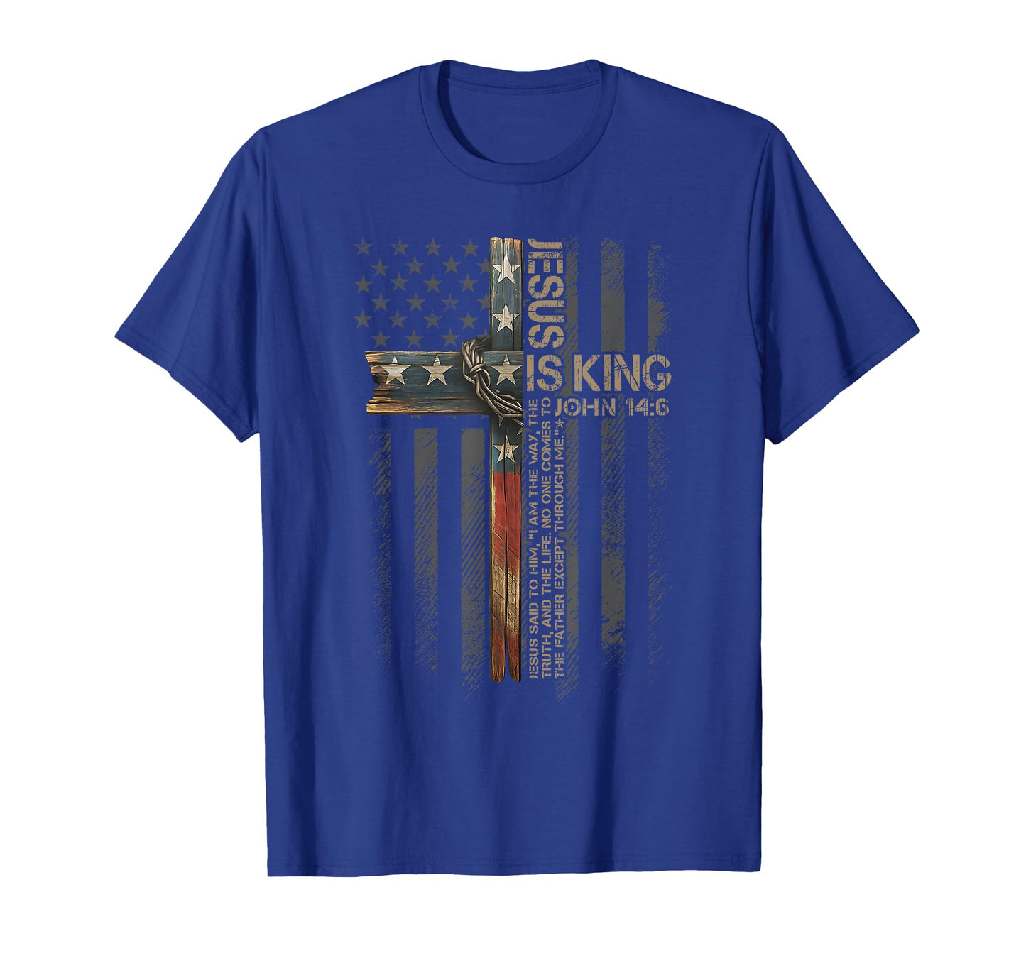 Jesus is King American Flag Christian Cross Faith Vintage T-Shirt