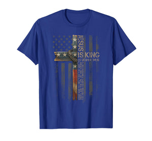 Jesus is King American Flag Christian Cross Faith Vintage T-Shirt