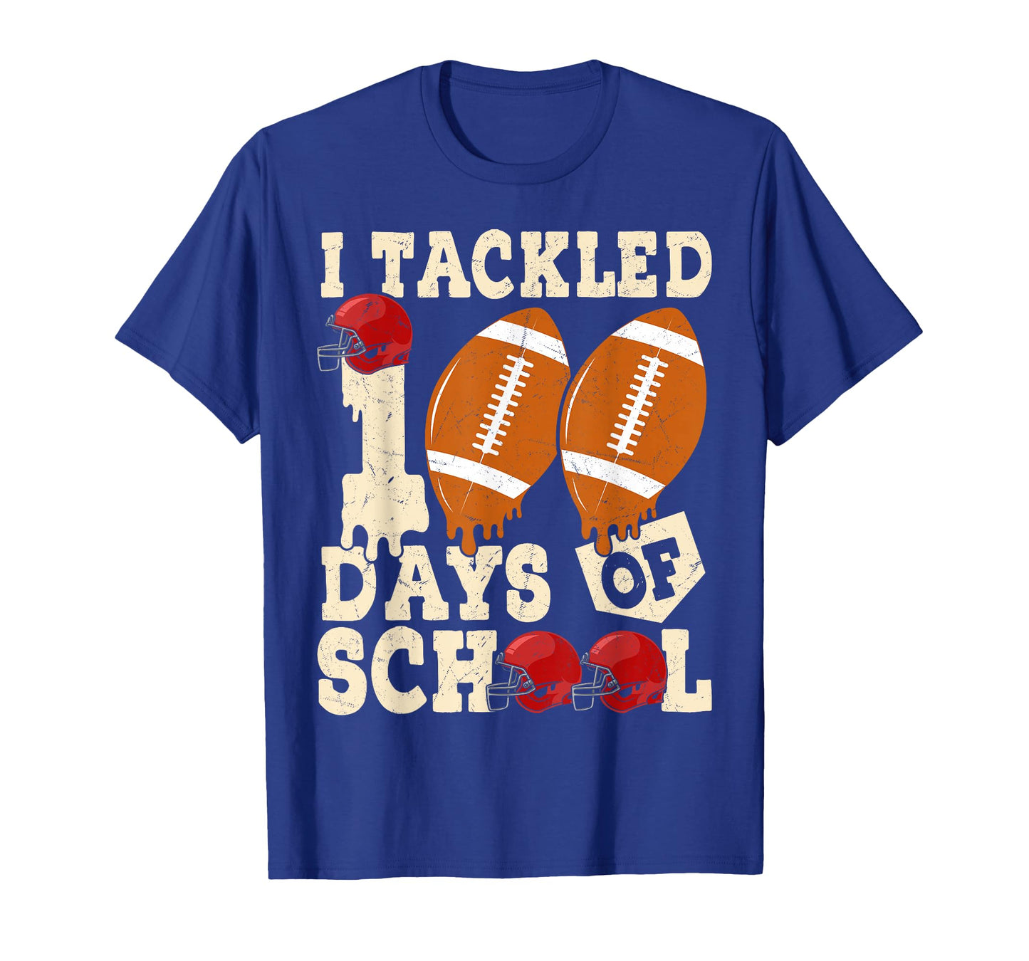 100 Days of School Boys Kids 100th Day of School Football T-Shirt