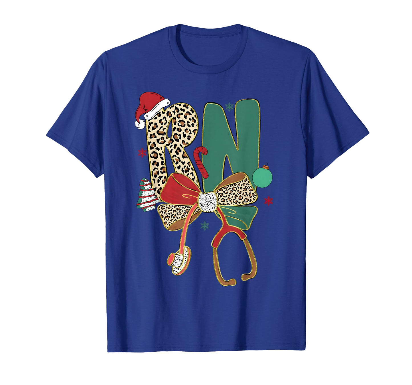RN Nurse Merry Christmas Coquette Bow Leopard Men Women T-Shirt