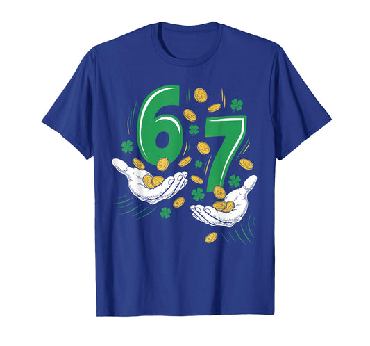 Six Seven Meme 67 Hands Funny St Patrick's Day Shamrocks T-Shirt