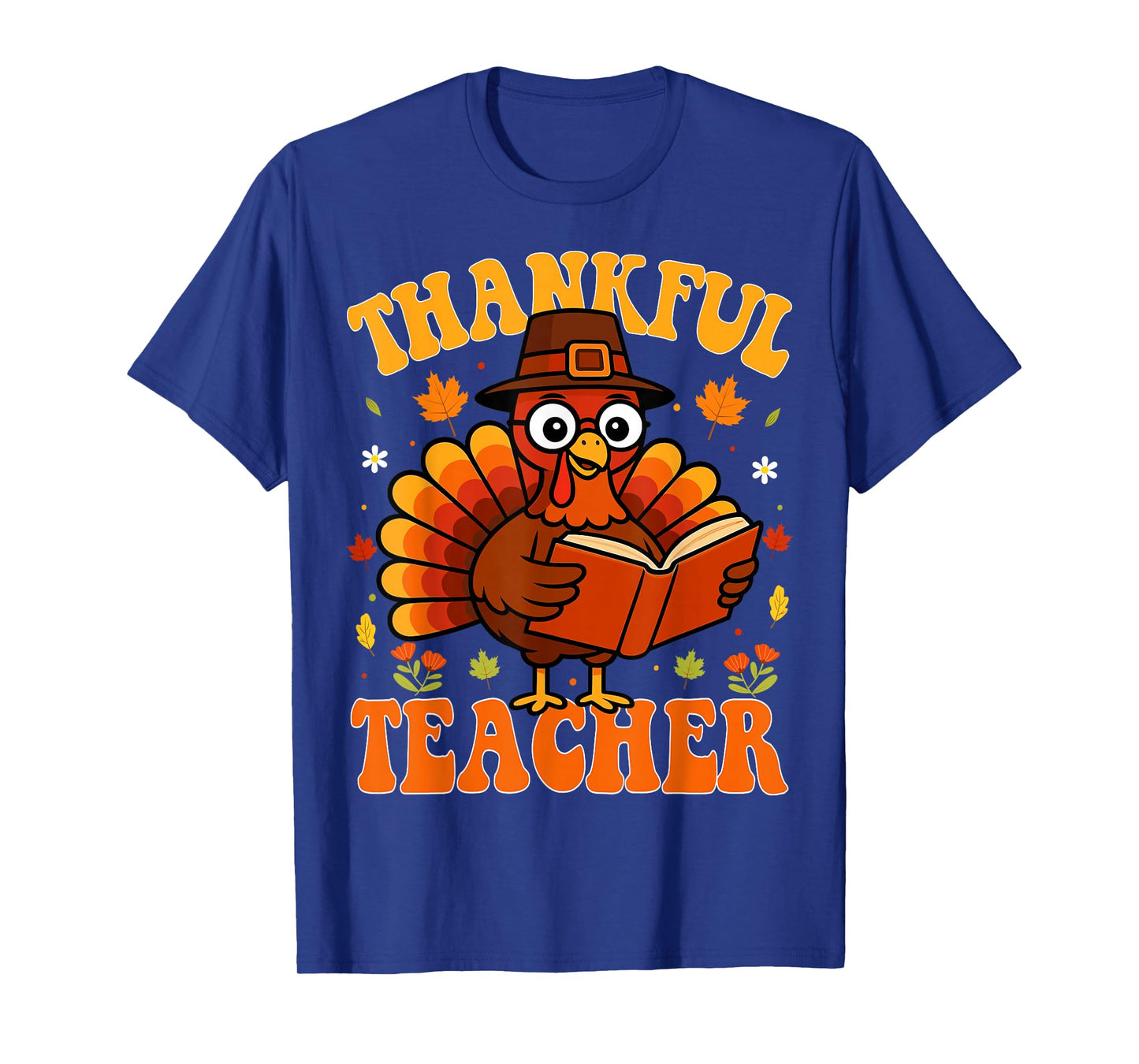 Thankful Teacher Turkey Reading Book Teacher Thanksgiving T-Shirt