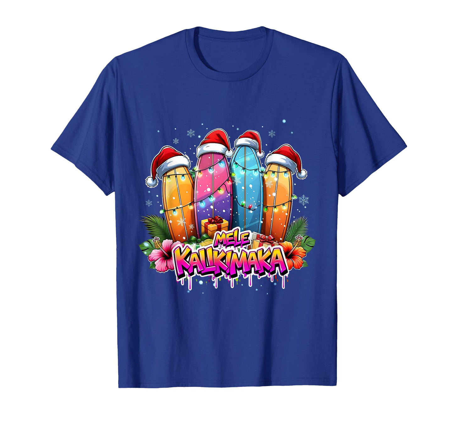 Mele Kalikimaka Surfboard Christmas Vibes T-Shirt