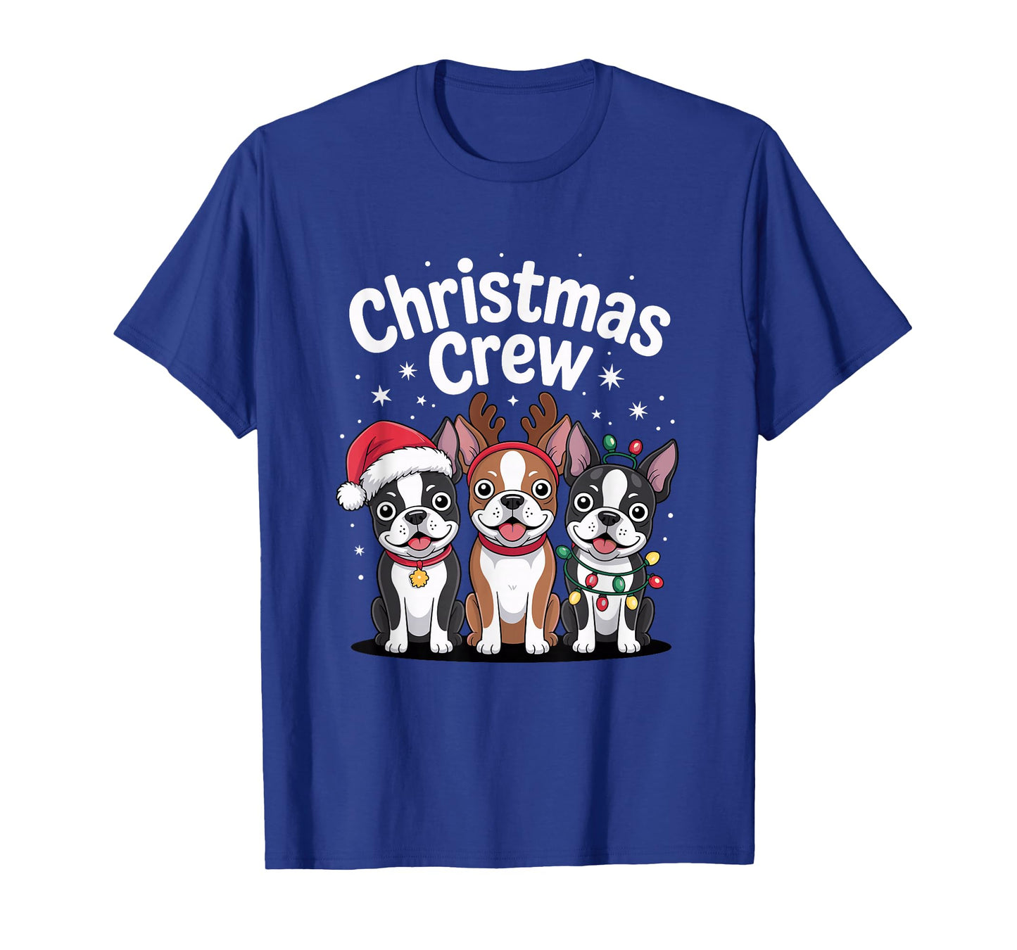 Christmas Crew Xmas Puppy Dog Funny Christmas Boston Terrier T-Shirt