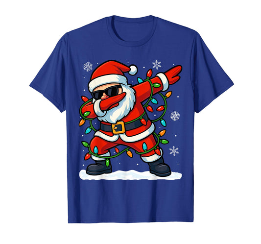 Dabbing Santa Christmas Girls Xmas Lights Boys Christmas T-Shirt