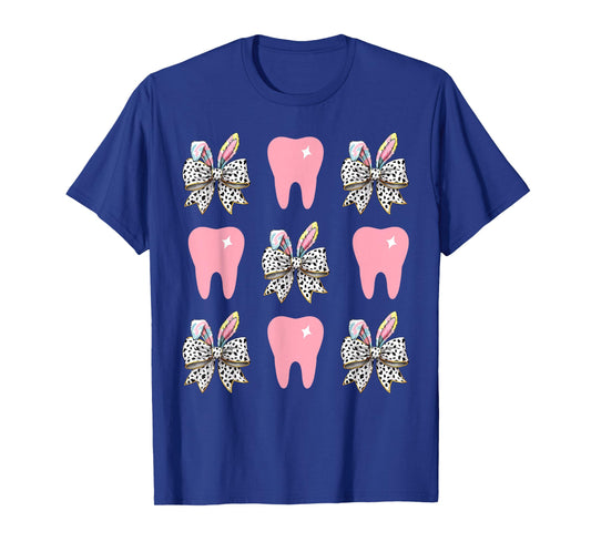 Dental Hygienist Tooth Coquette Bow Bunny Easter Dentist T-Shirt