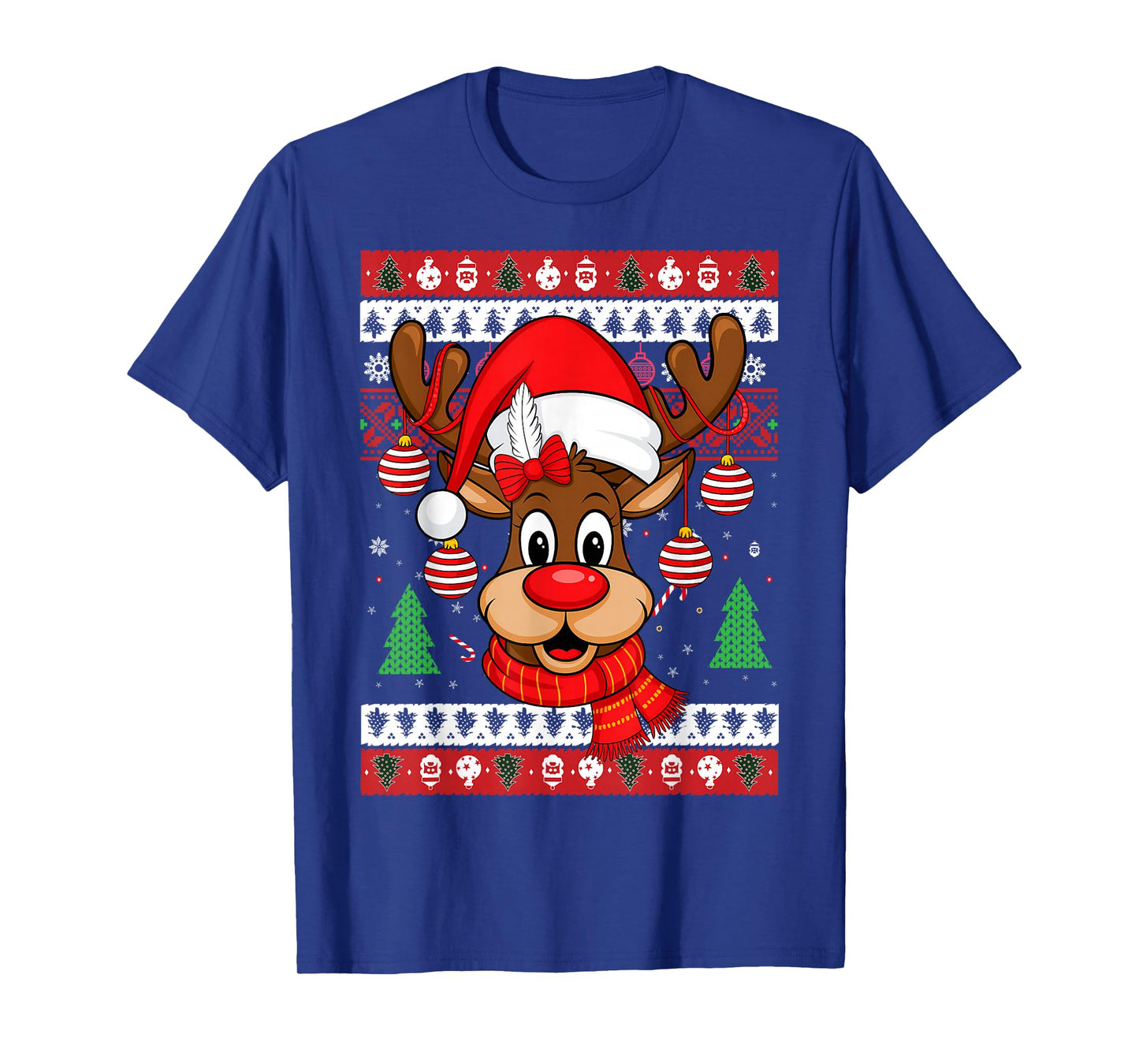 Cute Reindeer Christmas Red Nose Rudolph Xmas Kids Adult T-Shirt