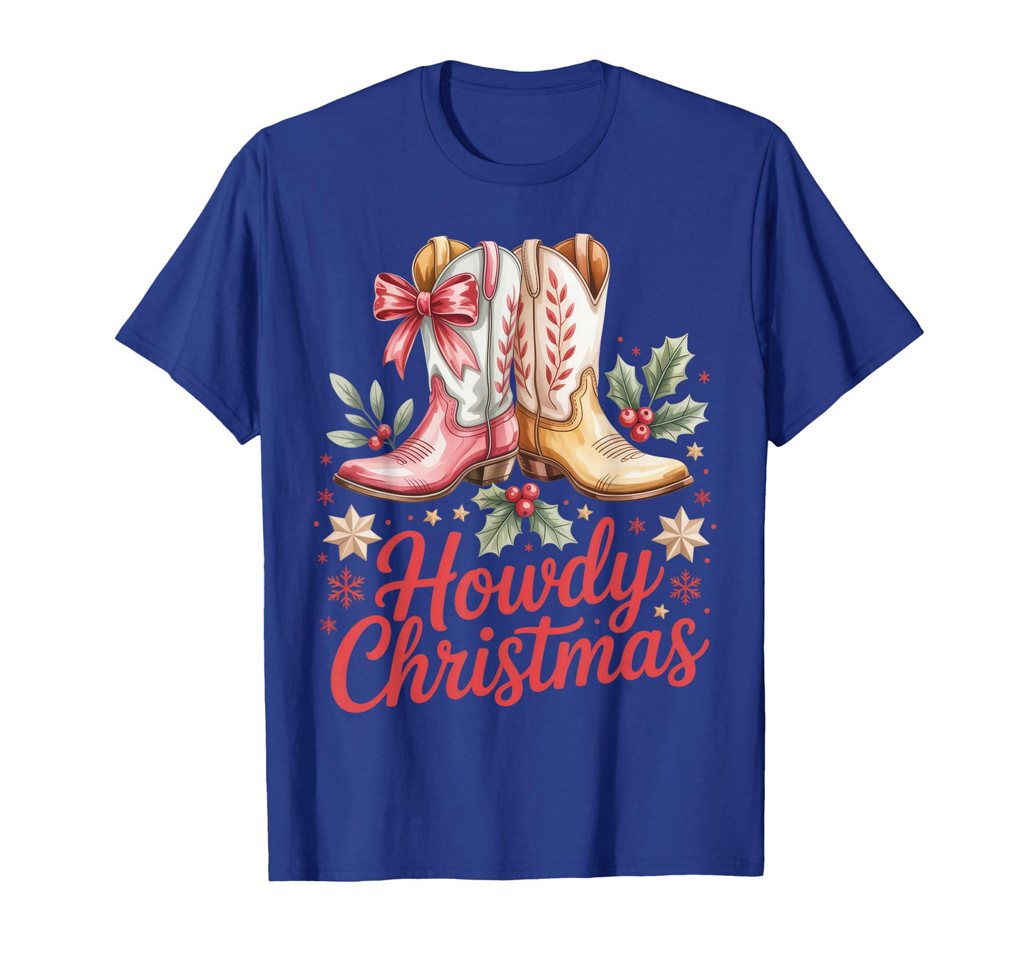 Howdy Christmas Outfit Western Cowboy Boots Holiday Southern T-Shirt