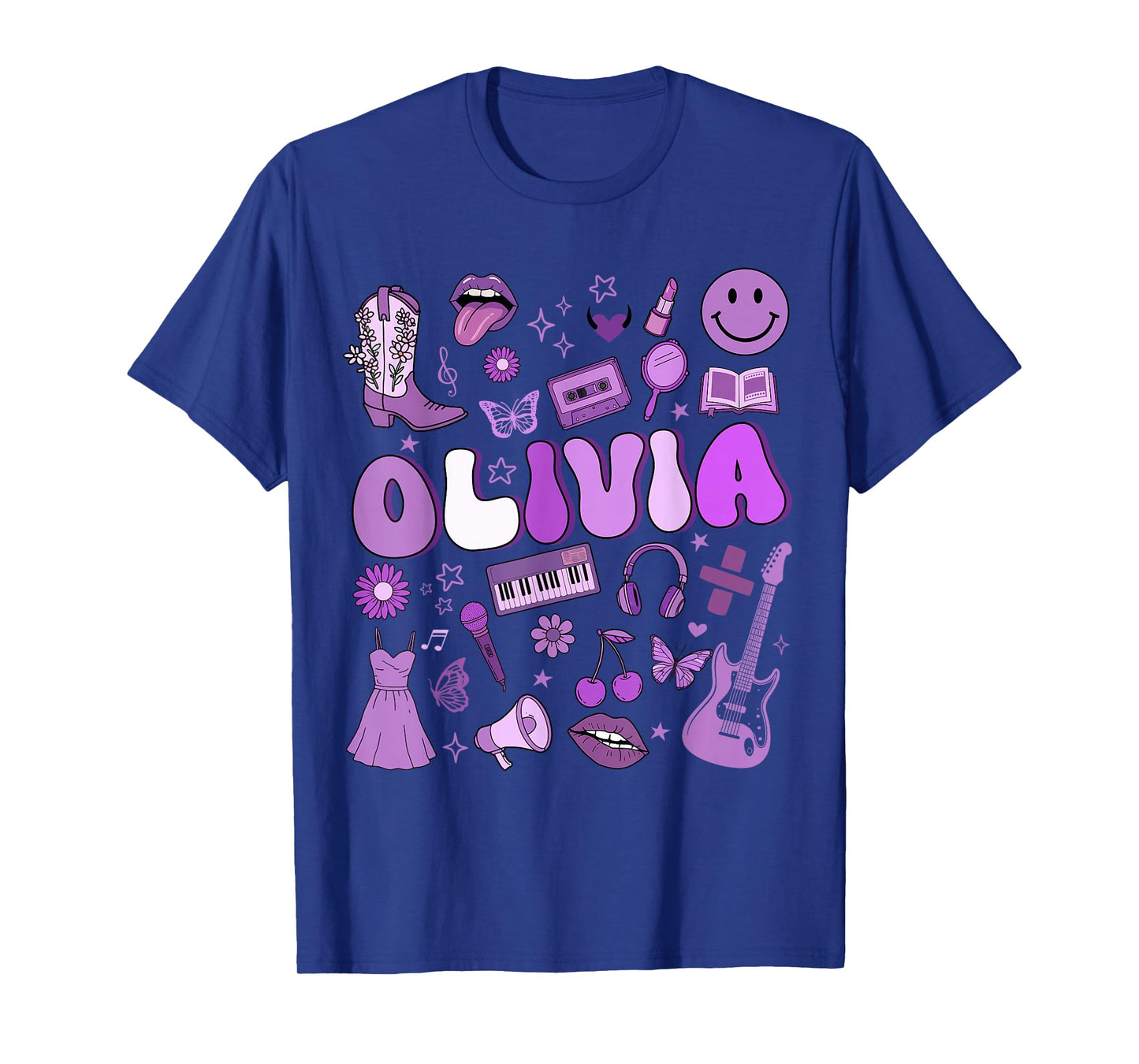 Olivia First Name I Love Olivia Groovy 80's Girls Kids T-Shirt
