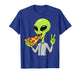 Alien Head Eating Pizza UFO Extraterrestrial Snack Fast Food T-Shirt