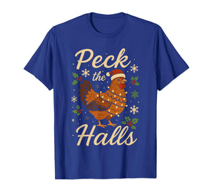 Funny Christmas Chicken Pajamas Shirt Chicken Peck The Halls T-Shirt