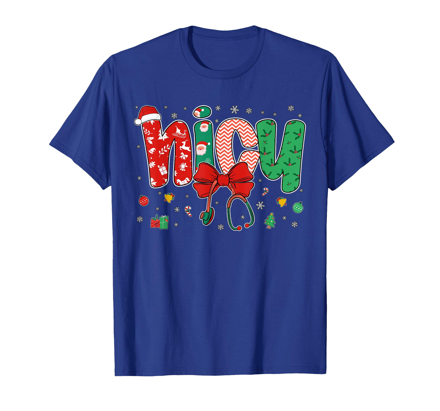 NICU Nurse Christmas Coquette Bow Holiday NICU Crew Team T-Shirt