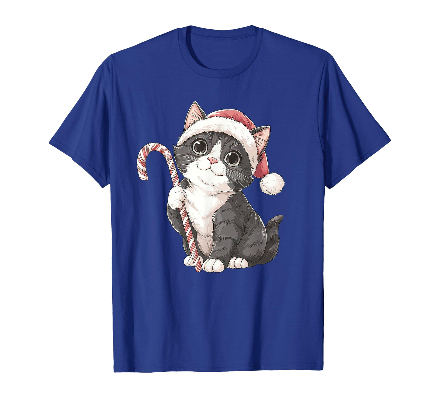 Cute Cat Santa Hat Candy Cane Merry Xmas Kitty Christmas T-Shirt
