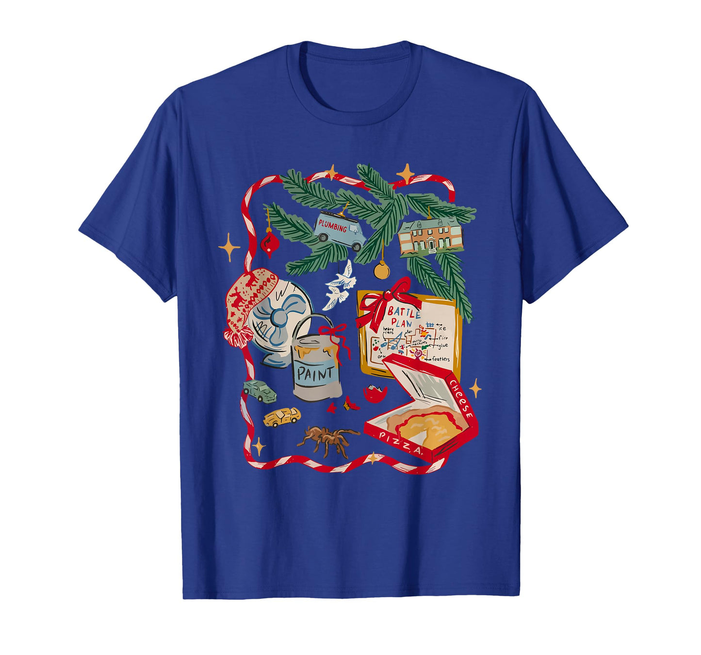 Funny Battle Plan Christmas Home Kids Hand Dawn Alone Xmas T-Shirt