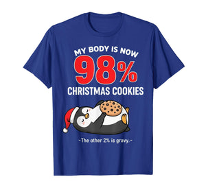 My Body is 98% Christmas Cookies Funny Penguin Pajama T-Shirt