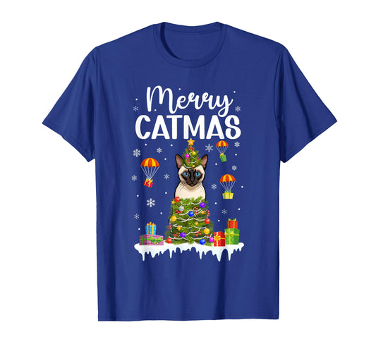 Merry Catmas Siamese Christmas Siamese Cat Xmas Party T-Shirt