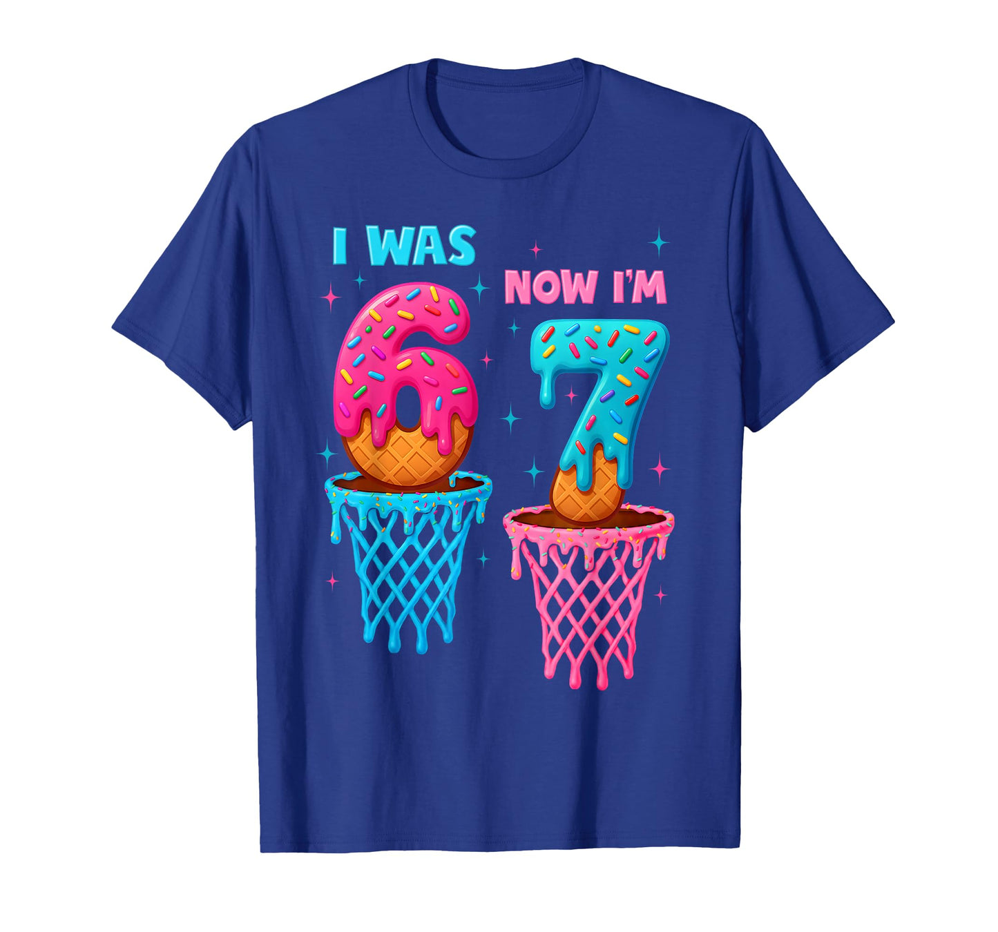 7 Year Old Birthday I was 6 Now I'm 7 67 Meme Funny for Kids T-Shirt