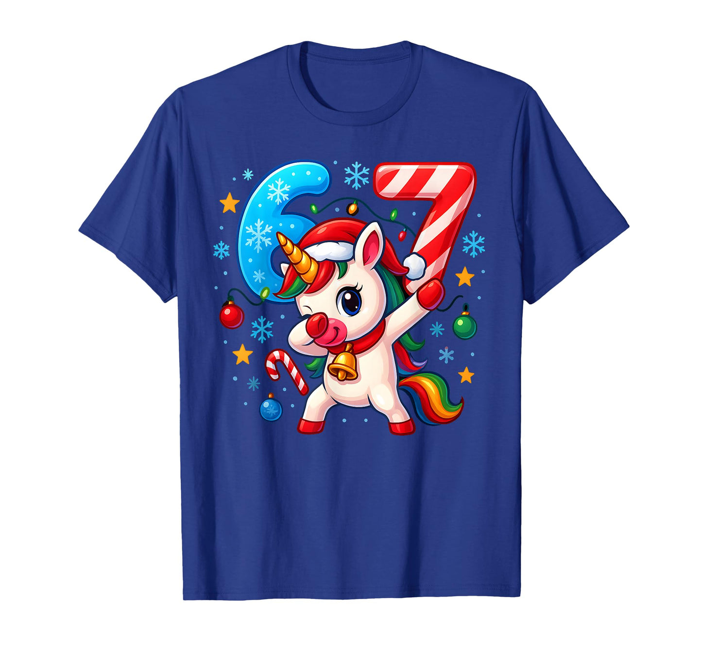 Christmas Unicorn 67 Funny 6 7 Meme Girls Kids Xmas 6-7 Cute T-Shirt