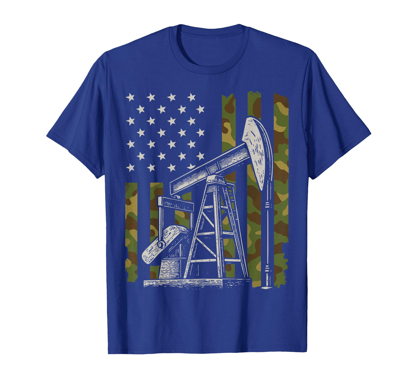 Oil Drilling Machinery US Flag Oilfield Worker T-Shirt