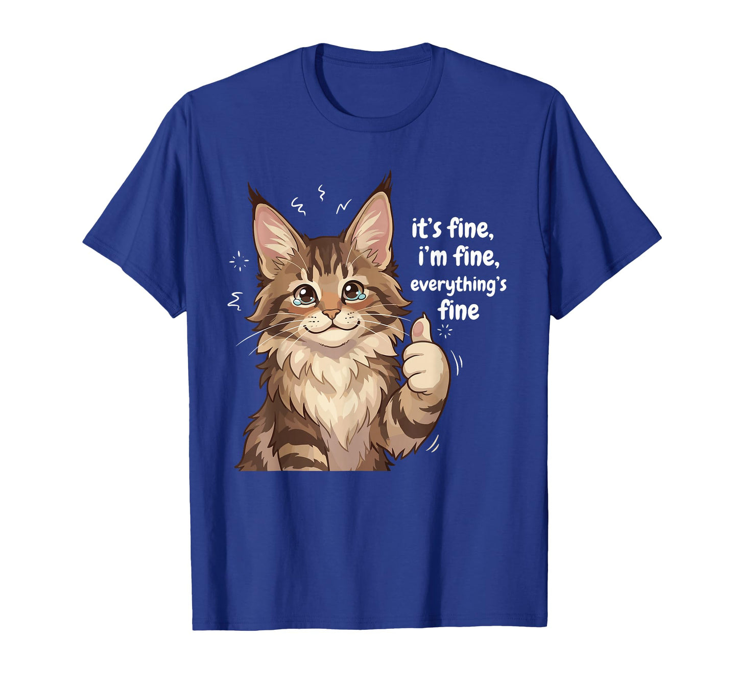 Maine Coon Cat Meme It's fine I'm fine Everything's Kitty T-Shirt