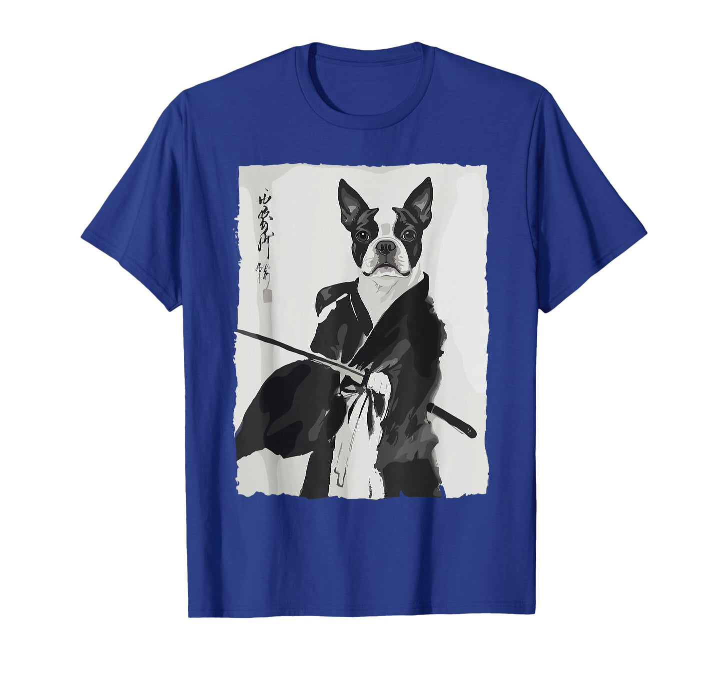Samurai Boston Terrier Shirts for Women Men Vintage Japanese T-Shirt