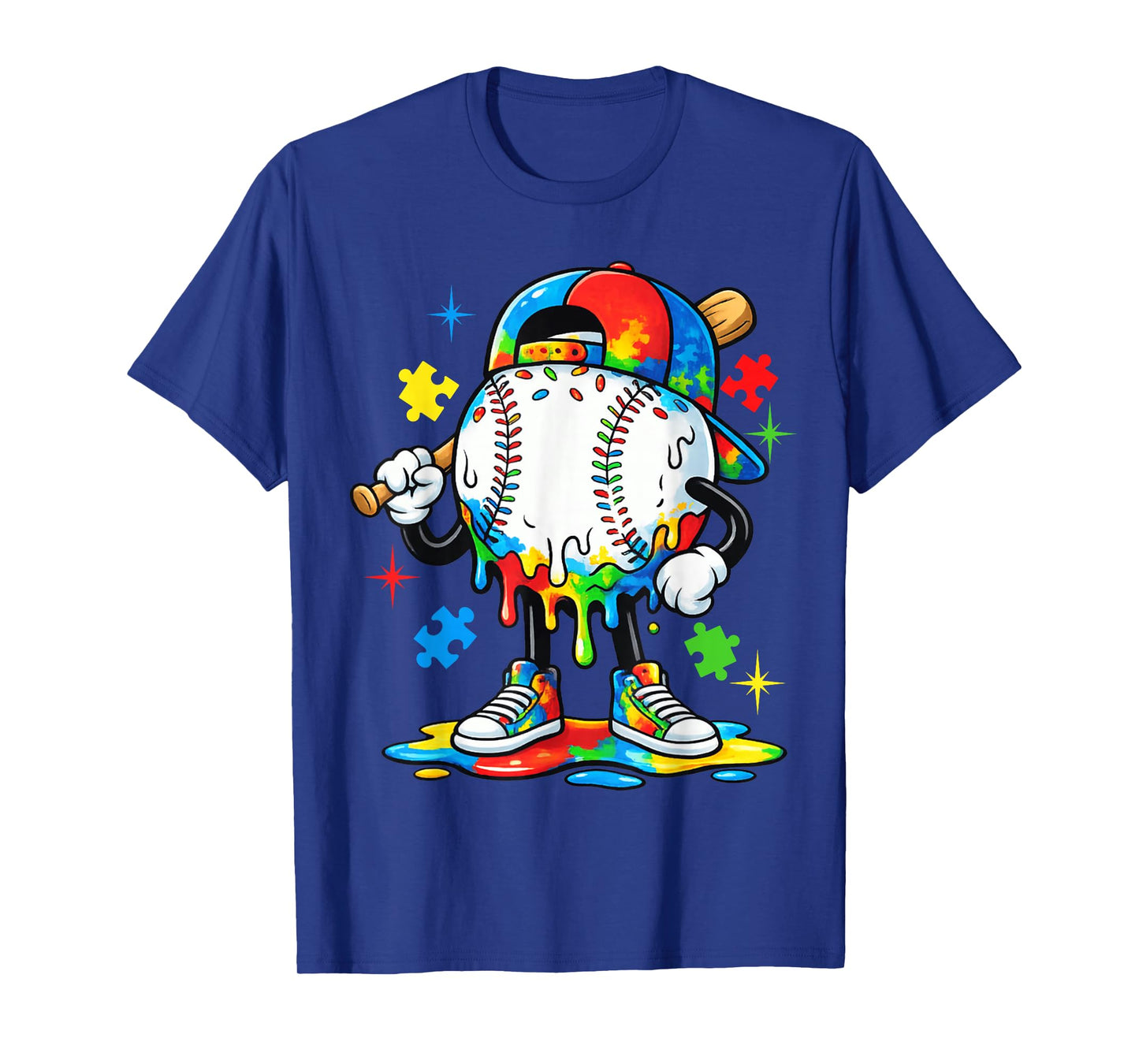 Baseball Drip Icecream Apparel Youth Boy Autism Awareness T-Shirt