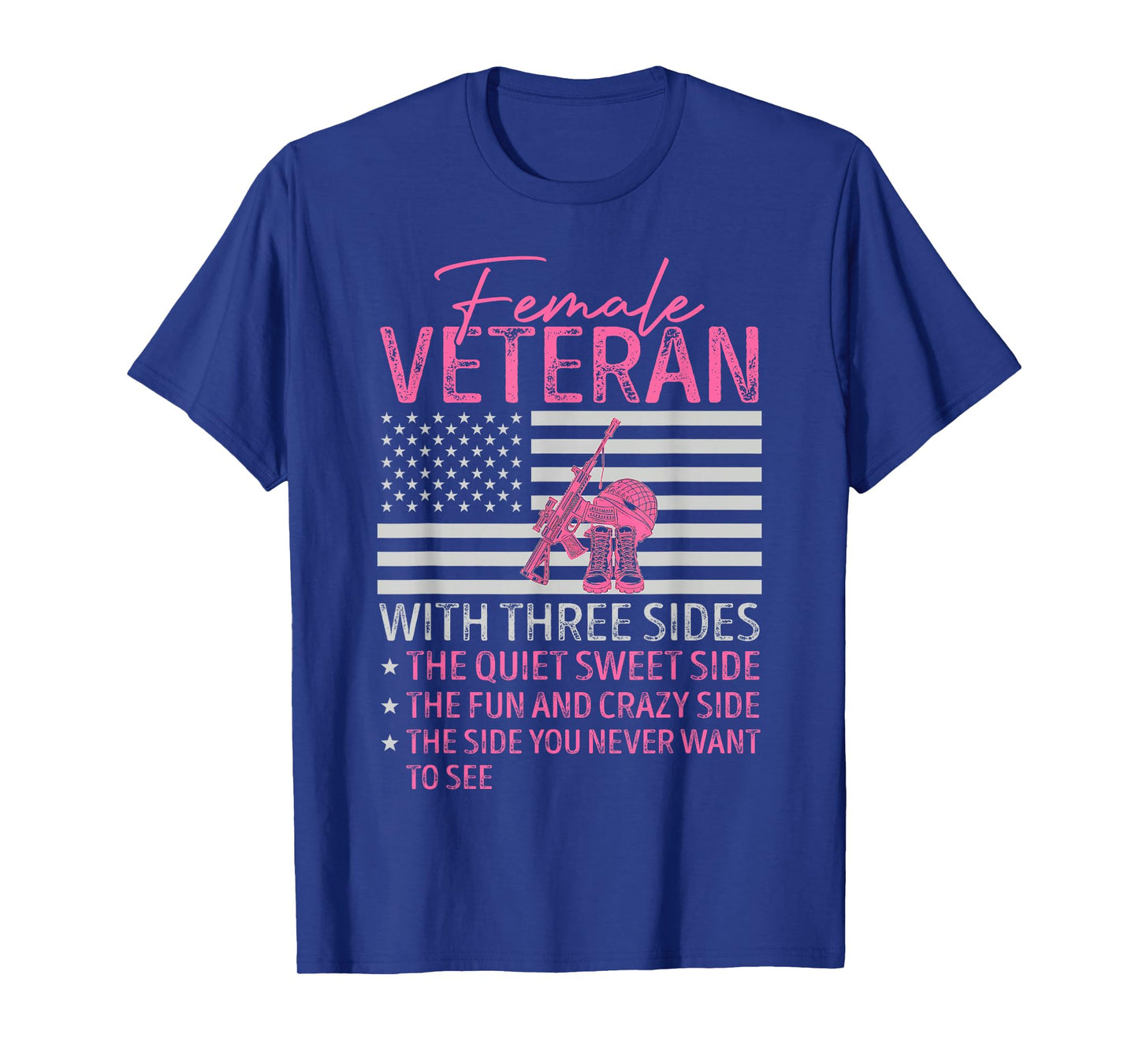 Womens Female Veteran with Three Sides Mom Mother Grandma T-Shirt