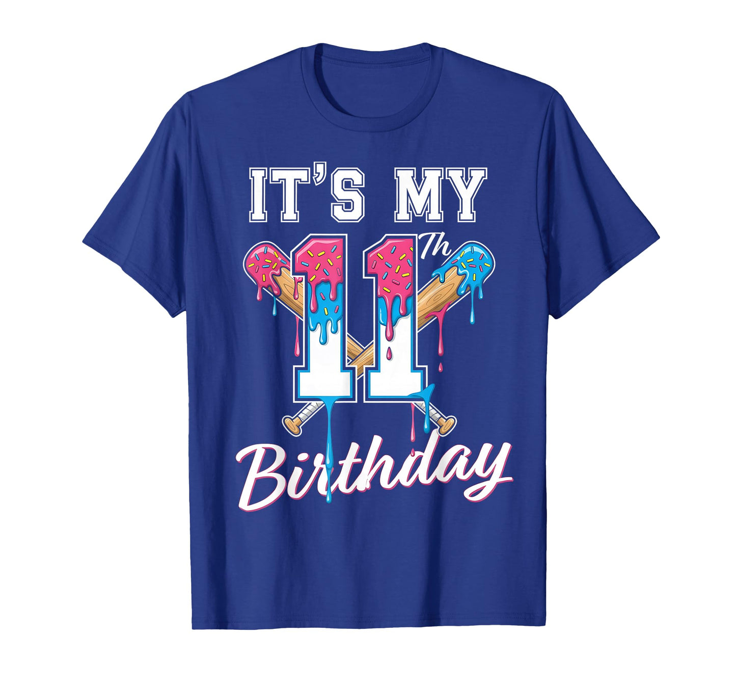 Baseball 11 Year Old Ice Cream Drip 11th Birthday Boys T-Shirt