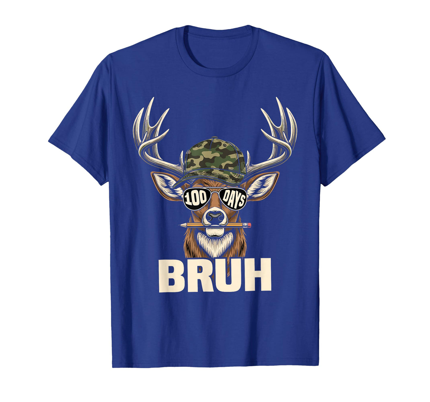 100 Days of School Camo Deer 100th Day of School Boys Teens T-Shirt