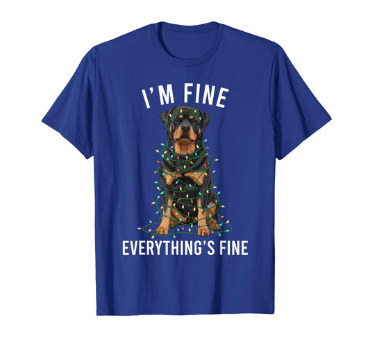 Rottweiler Christmas I'm Fine Everything is Fine T-Shirt
