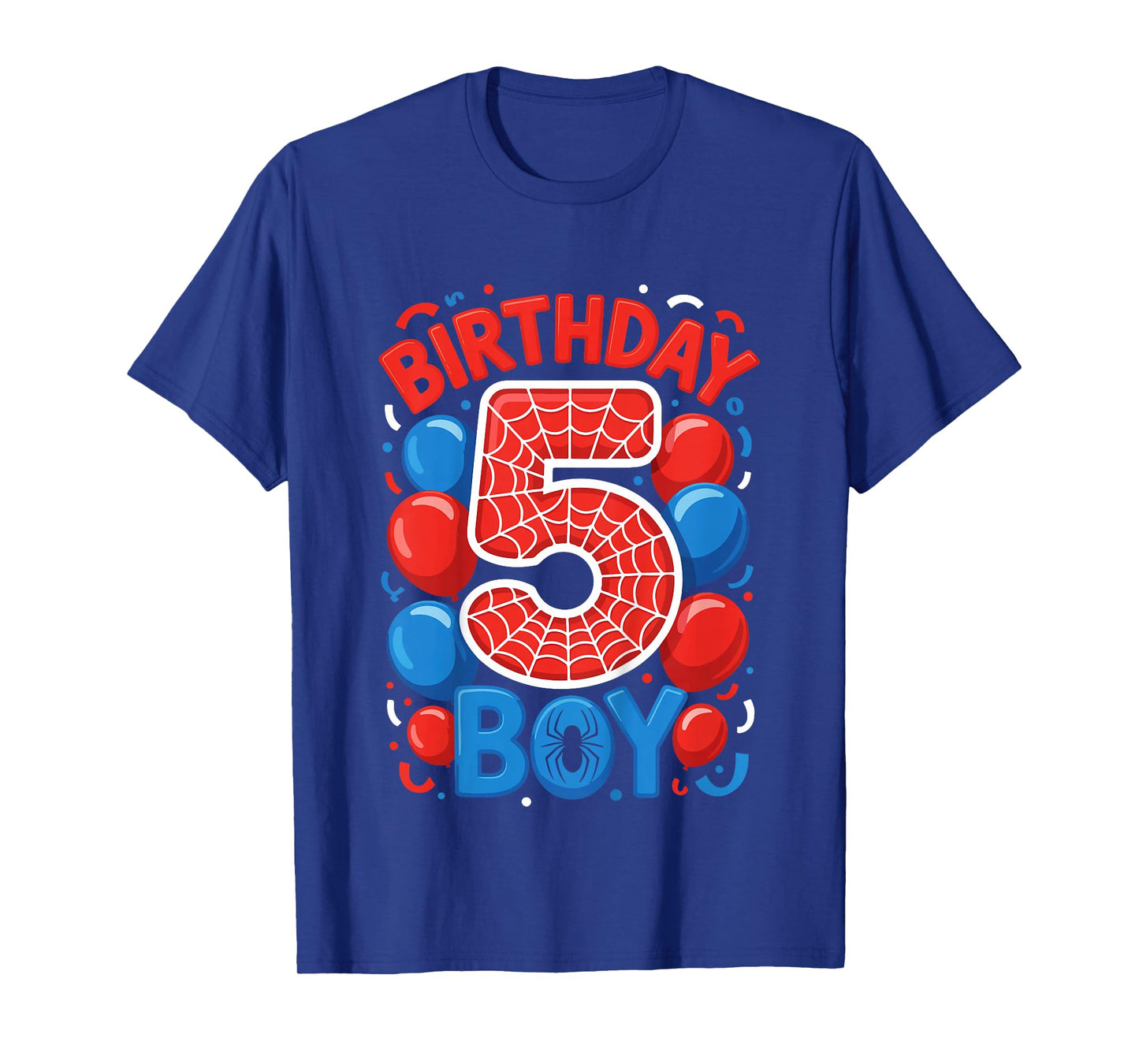 Kids 5th Birthday Spider Web 5 Year Old Boy Party T-Shirt
