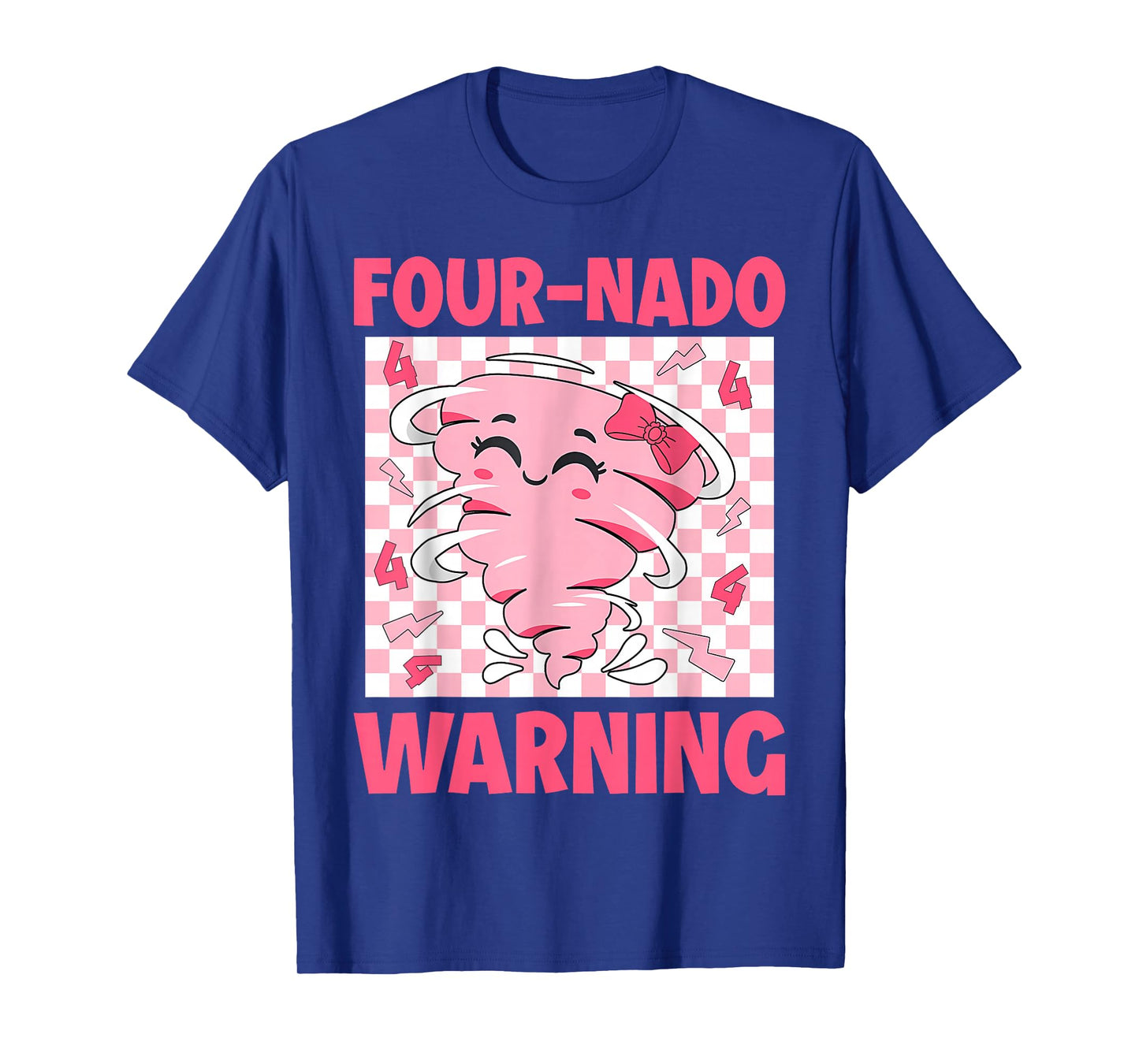 Four 4 Nado Warning Pink Tornado Themed Birthday Girls Kids T-Shirt