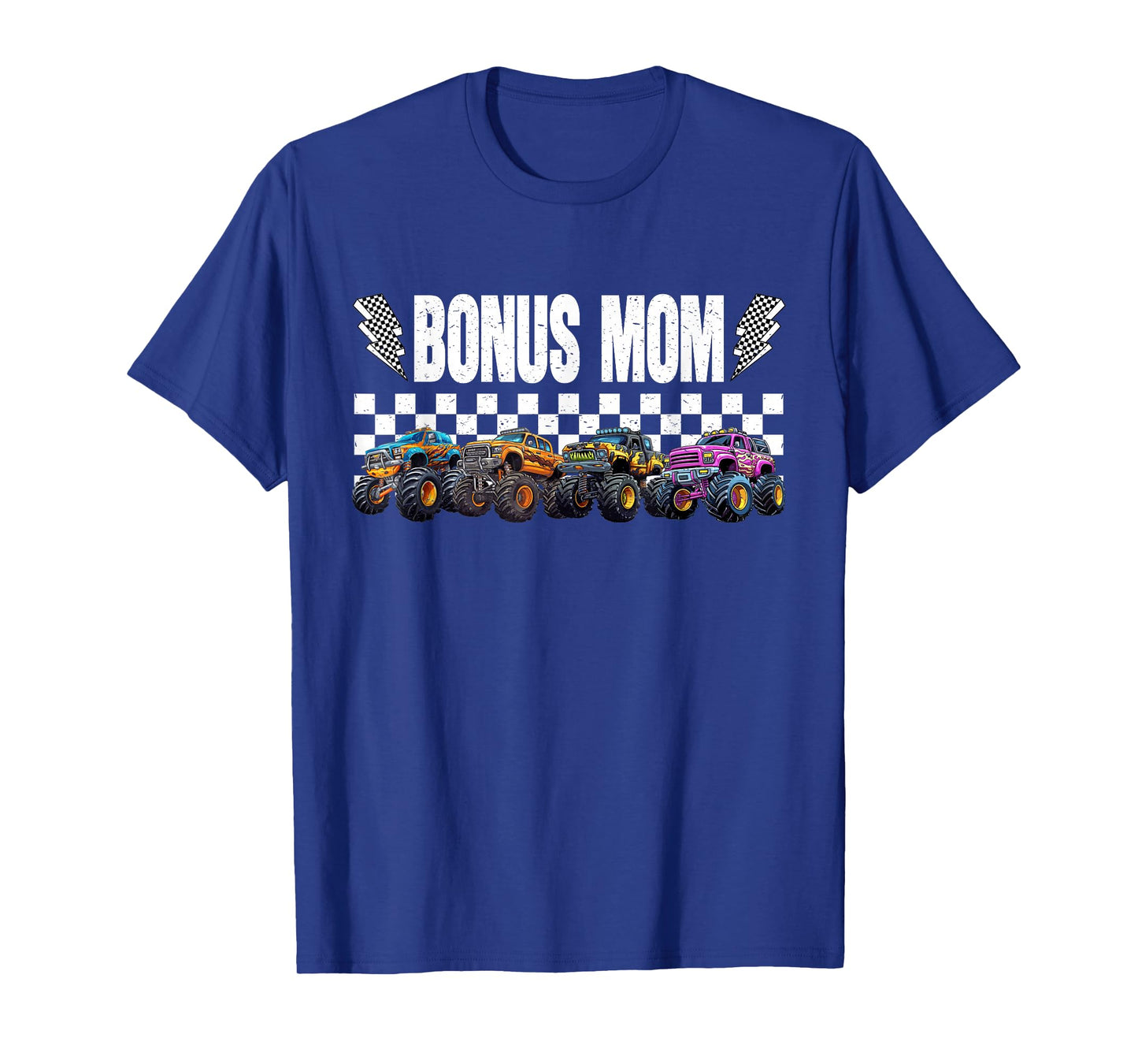 Bonus Mom Retro Monster Truck Family Crew Birthday Matching T-Shirt