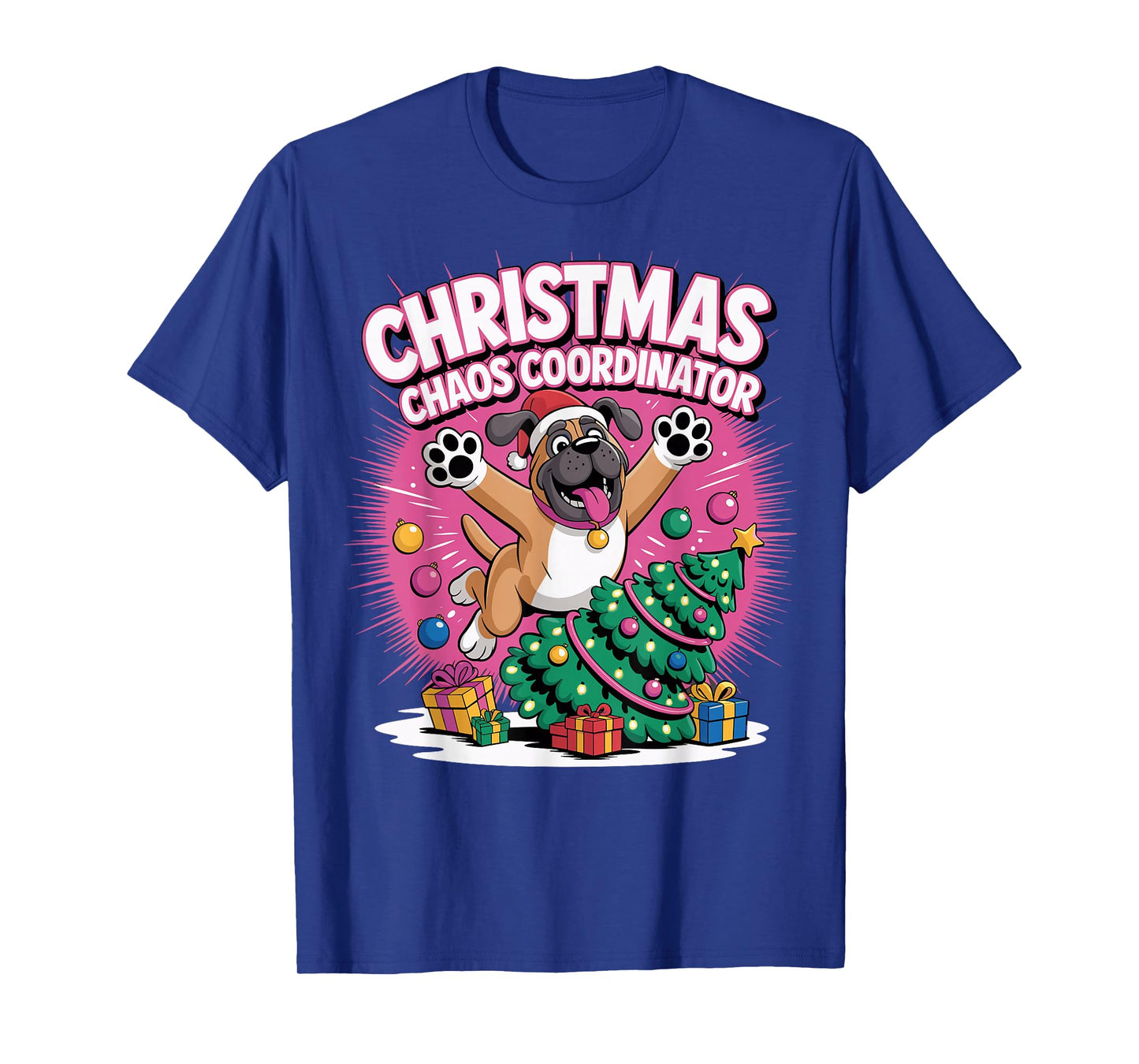 Christmas Chaos Coordinator Xmas Puppy Funny Mastiff T-Shirt