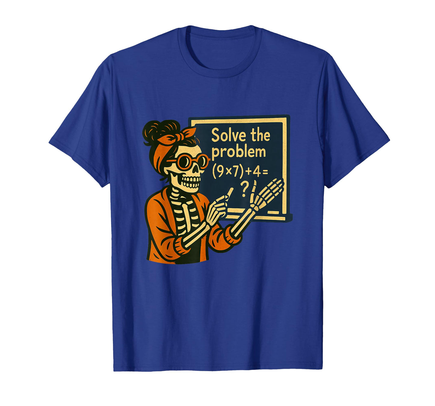 Solve The Problem 9x7+4 67 Meme Six Seven Skeleton Teacher T-Shirt