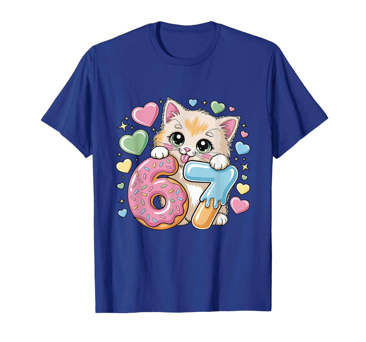 67 Cat Ice Cream Drip Cool Meme 67 Funny Six Seven Humor T-Shirt
