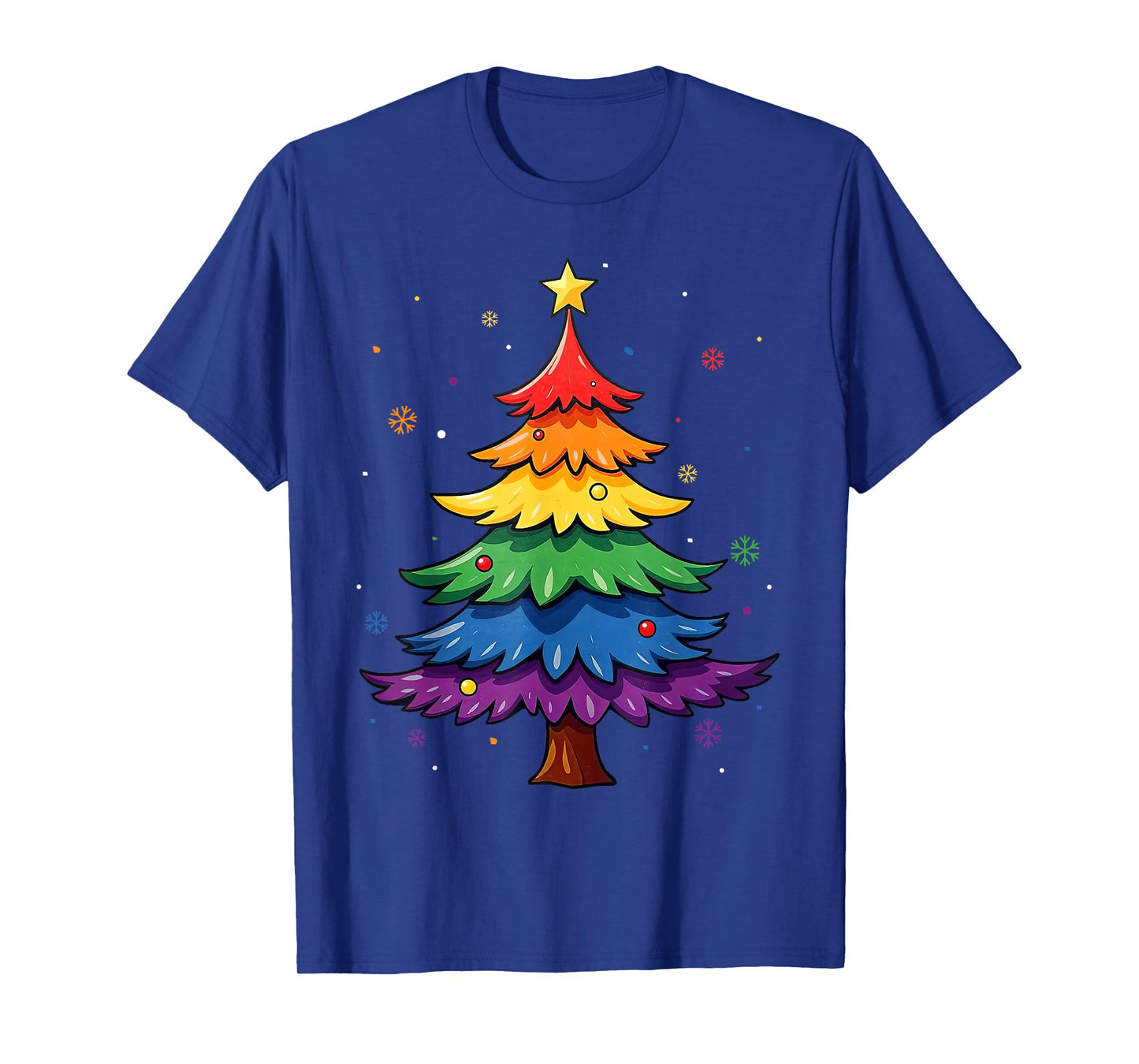 Cute LGBTQ Pride Rainbow Flag Gay Merry Christmas Tree X-Mas T-Shirt